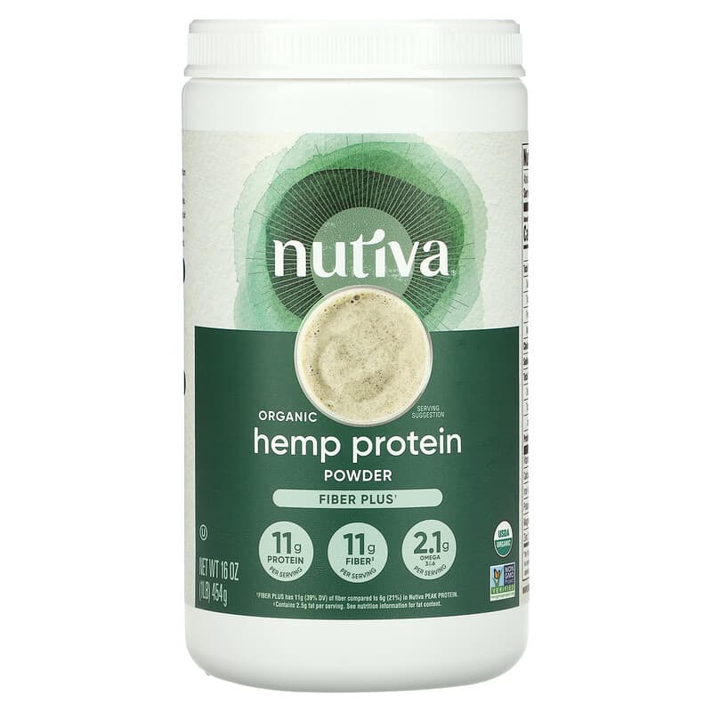 Nutiva Organic Hemp Protein Powder Fiber Plus 1 lb (454 g) 692752100055