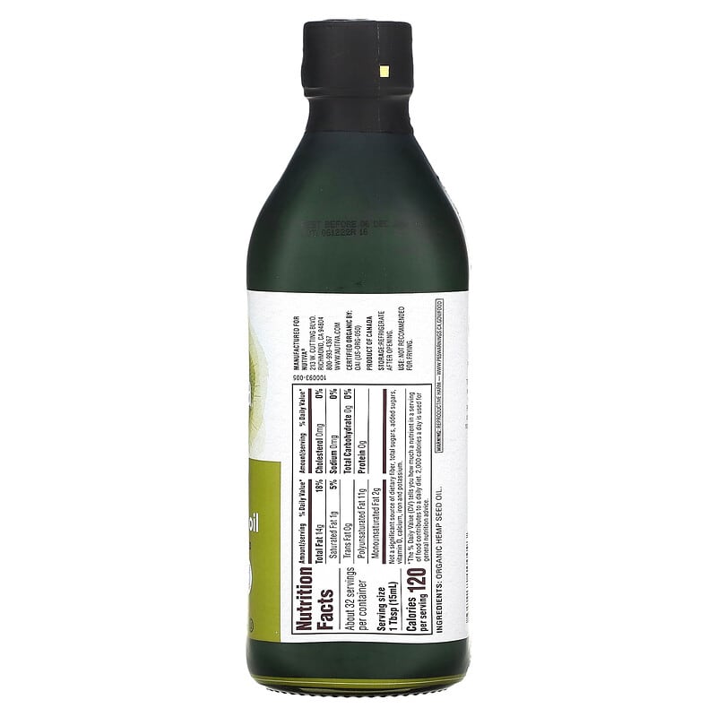 Nutiva, Organic Hemp Seed Oil, Cold Pressed, 16 fl oz (473 ml) 692752100093