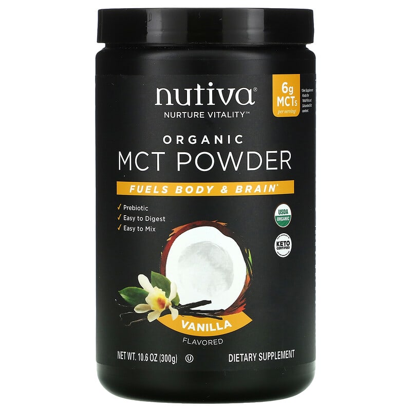 Nutiva Organic MCT Powder Vanilla 10.6 oz (300 g) 692752110221