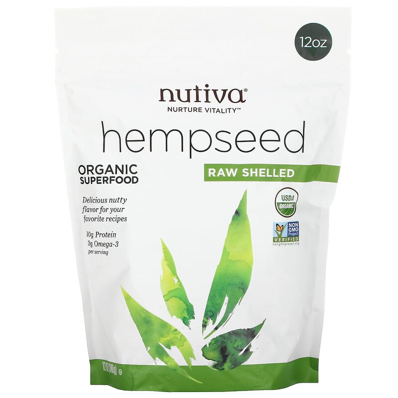 Nutiva Organic Superfood Raw Shelled Hempseed 12 oz (340 g) 692752000317