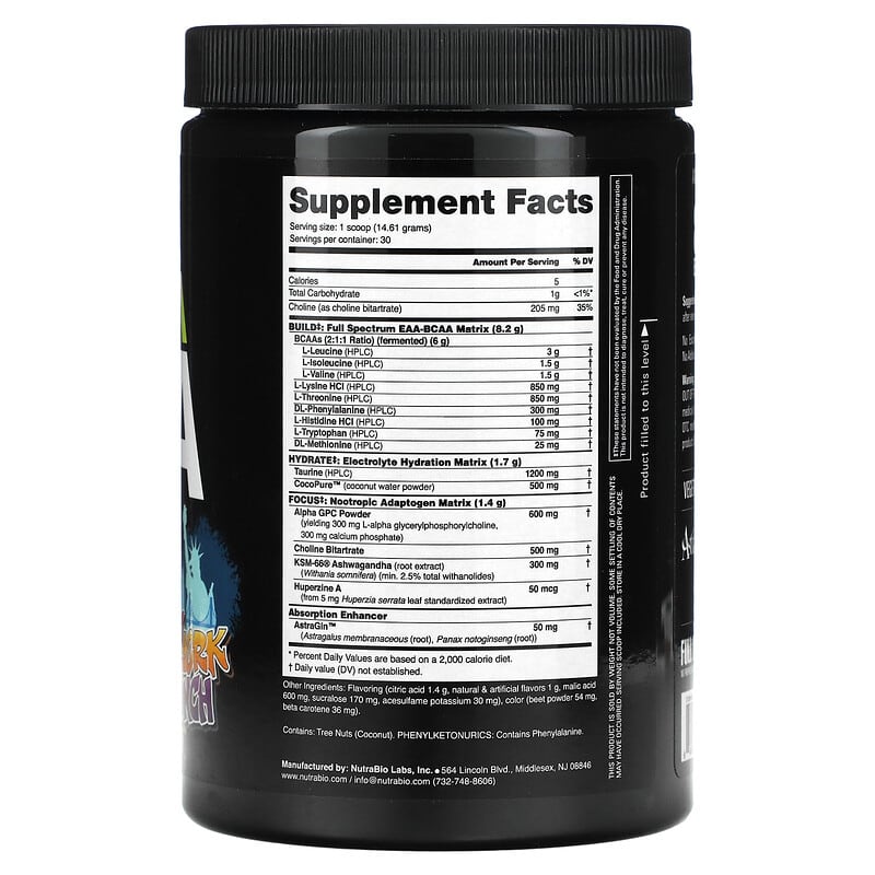 Nutrabio Labs, Alpha EAA, New York Punch, 0.97 lb (438 g) 649908212001