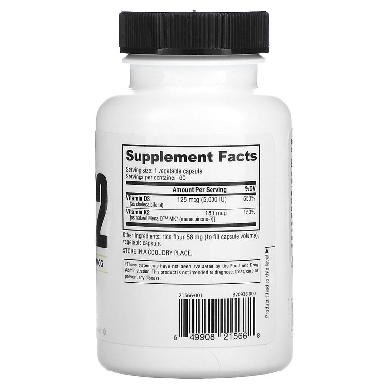 Nutrabio Labs, D3 K2, 60 Veggie Capsules 649908215668