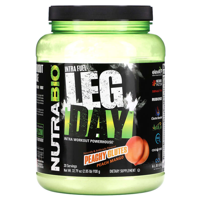 Nutrabio Labs Intra Fuel Leg Day Intra Workout Powerhouse Peachy Glutes Peach Mango 2.05 lb (930 g) 649908216702
