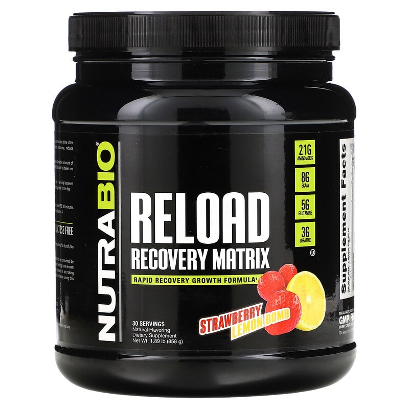 Nutrabio Labs Reload Recovery Matrix Strawberry Lemon Bomb 1.89 lb (858 g) 649908280109