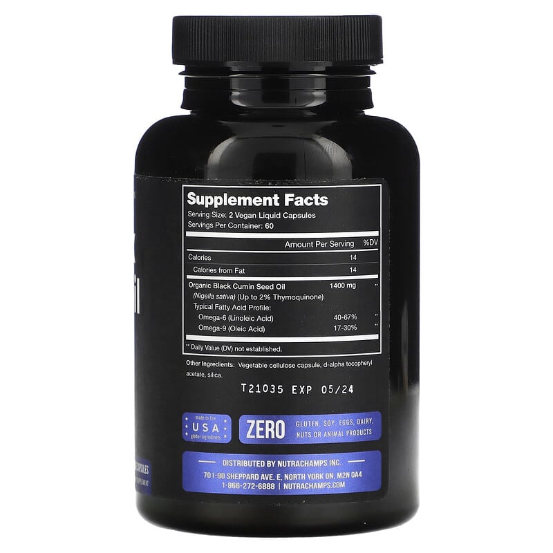 NutraChamps, Black Seed Oil, 120 Veggie Capsules 621983999824