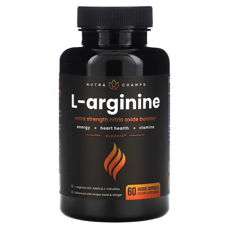 NutraChamps, L-Arginine, 60 Easy-to-Swallow Veggie Capsules 621983999718