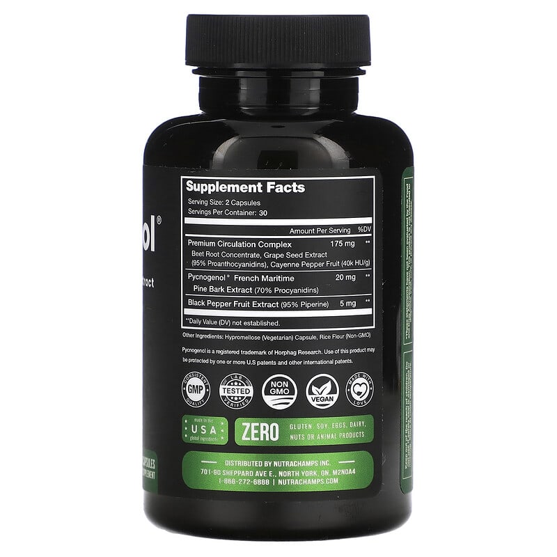 NutraChamps, Pycnogenol, 60 Vegan Capsules 621983999084