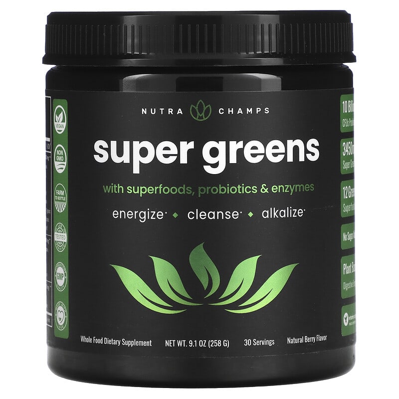 NutraChamps Super Greens Natural Berry 9.1 oz (258 g) 621983999862