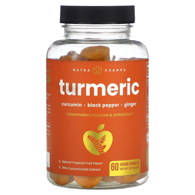 NutraChamps Turmeric Natural Tropical Fruit 60 Vegan Gummies 621983990180