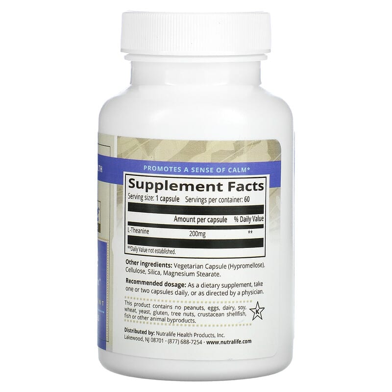 NutraLife, L-Theanine, 200 mg, 60 Capsules 686149183134