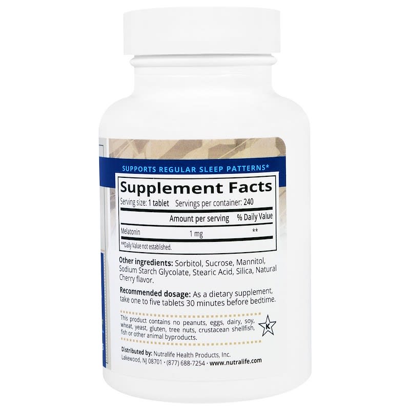 NutraLife, Melatonin, 1 mg, 240 Easy Chew Tablets 686149183165