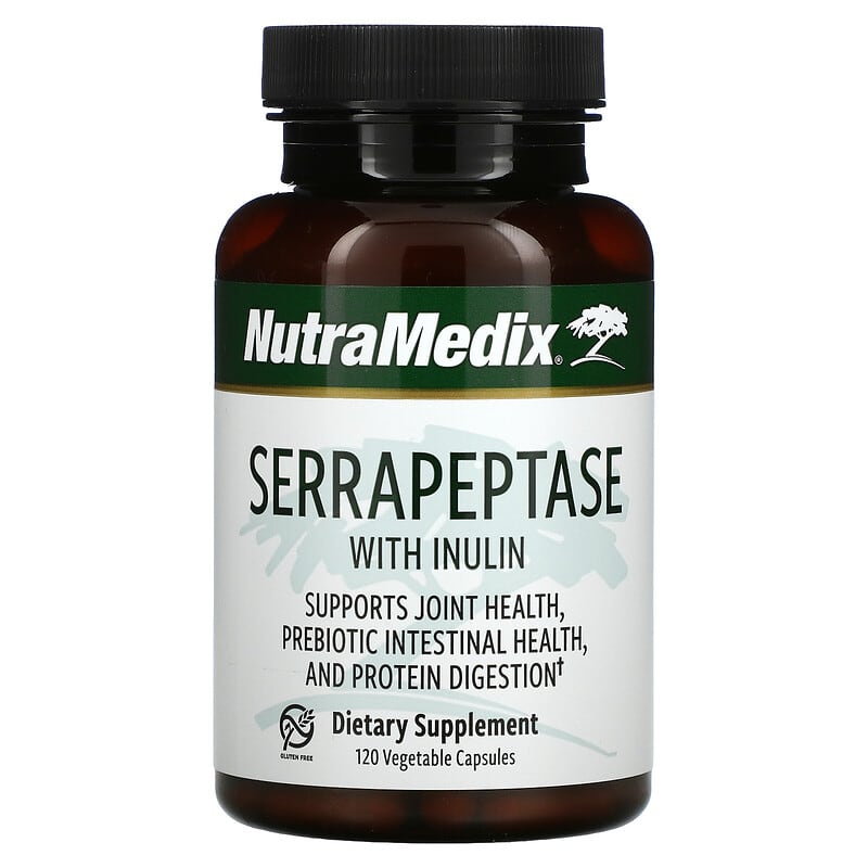 NutraMedix Serrapeptase with Inulin 120 Vegetable Capsules 728650077004