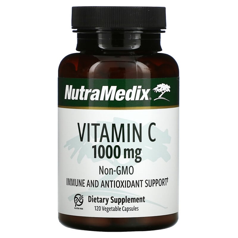 NutraMedix Vitamin C 1,000 mg 120 Vegetable Capsules 728650093356