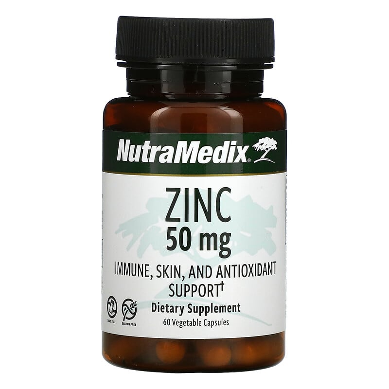NutraMedix Zinc Immune Skin and Antioxidant Support 50 mg 60 Vegetarian Capsules 728650099303