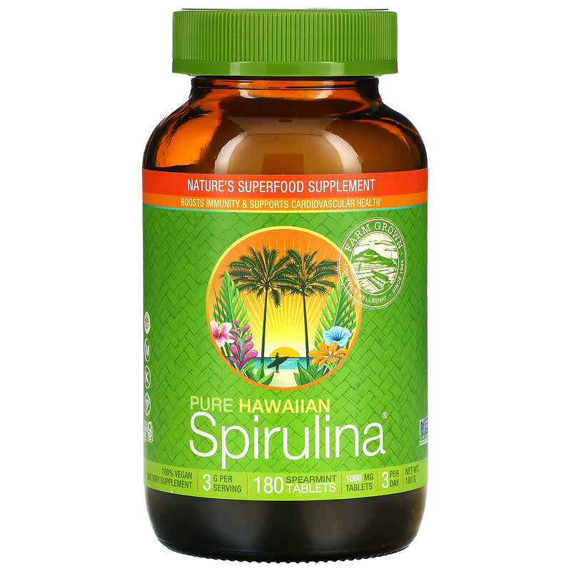 Nutrex Hawaii Pure Hawaiian Spirulina Spearmint 1,000 mg 180 Tablets 732894400368