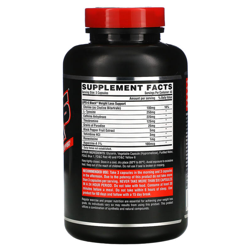 Nutrex Research, LIPO-6 Black, Extreme Potency, 120 Black-Caps 850005755388