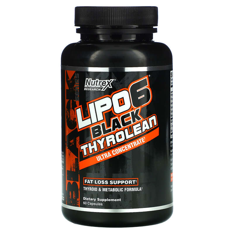 Nutrex Research, LIPO-6 Black Thyrolean, Fat Loss Support, 60 Capsules 850026029123