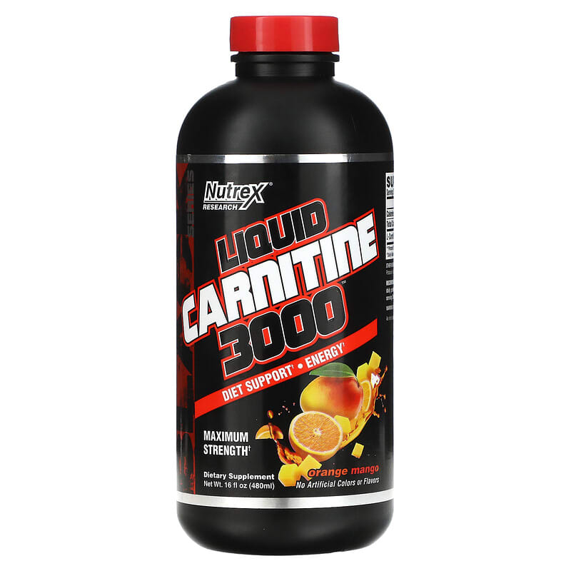 Nutrex Research Liquid Carnitine 3000 Maximum Strength Orange Mango 16 fl oz (480 ml) 850005755258