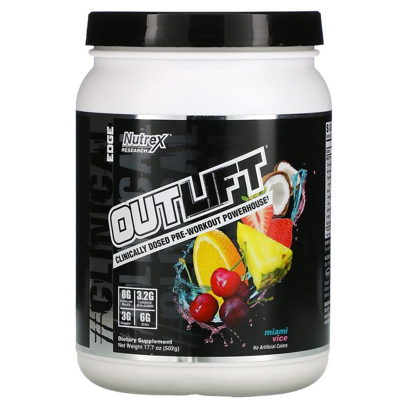 Nutrex Research Outlift Clinically Dosed Pre-Workout Powerhouse Miami Vice 17.7 oz (502 g) 857839006280