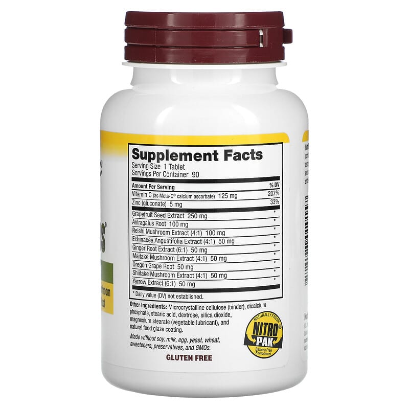 NutriBiotic, DefensePlus, Maximum Strength, 250 mg, 90 Vegan Tablets 728177010157