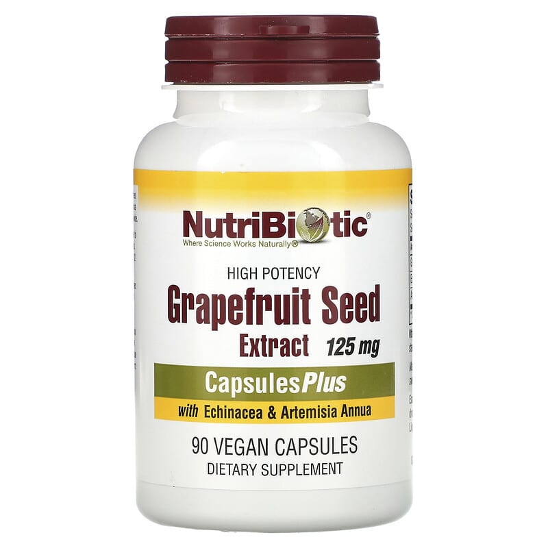 NutriBiotic High Potency Grapefruit Seed Extract with Echinacea & Artemisia Annua 125 mg 90 Vegan Capsules 728177010102