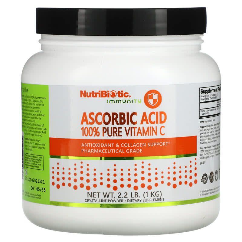 NutriBiotic Immunity Ascorbic Acid 100% Pure Vitamin C Crystalline Powder 2.2 lb (1 kg) 728177002022
