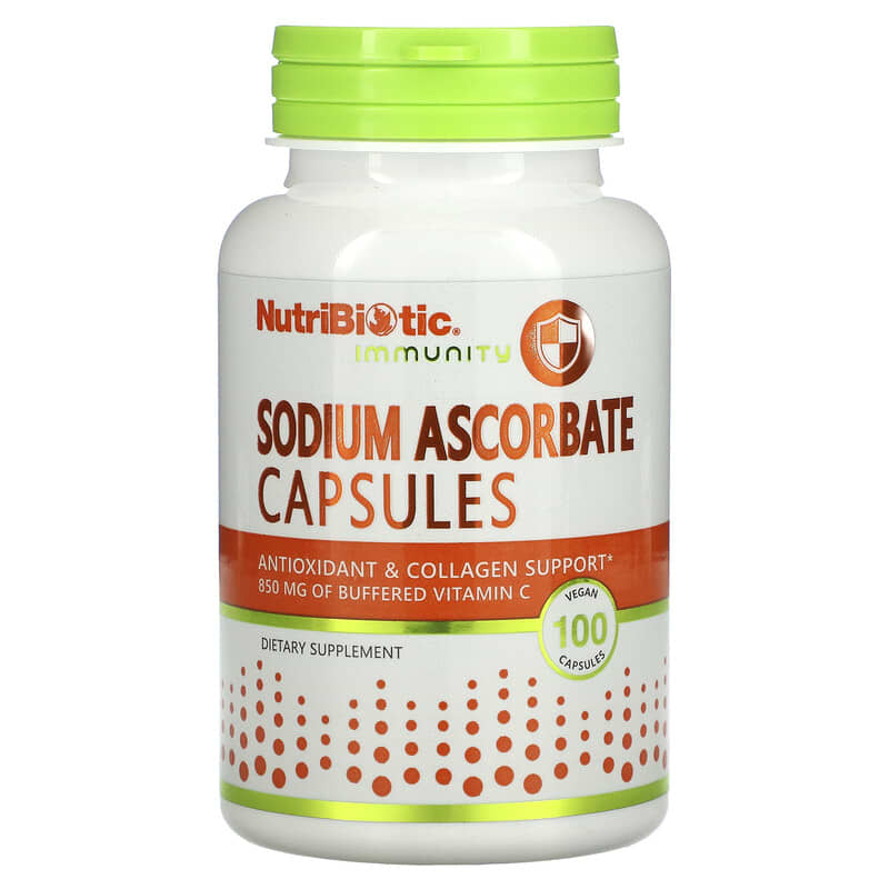 NutriBiotic Immunity Sodium Ascorbate 100 Vegan Capsules 728177004606