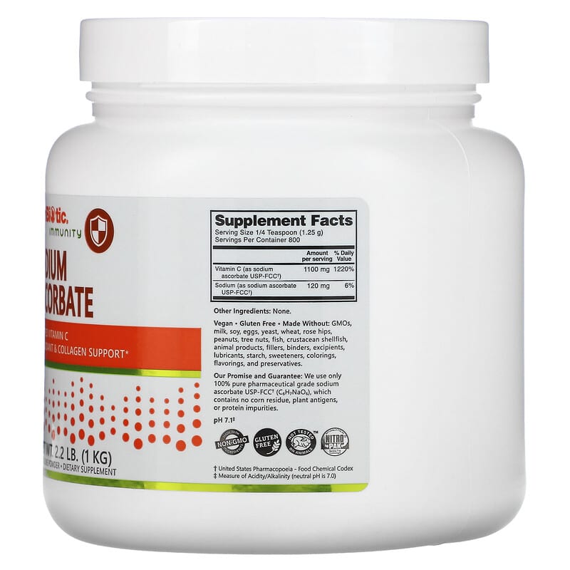 NutriBiotic, Immunity, Sodium Ascorbate, Crystalline Powder, 2.2 lb (1 kg) 728177004521