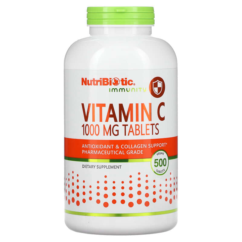 NutriBiotic Immunity Vitamin C 1,000 mg 500 Vegan Tablets 728177002824