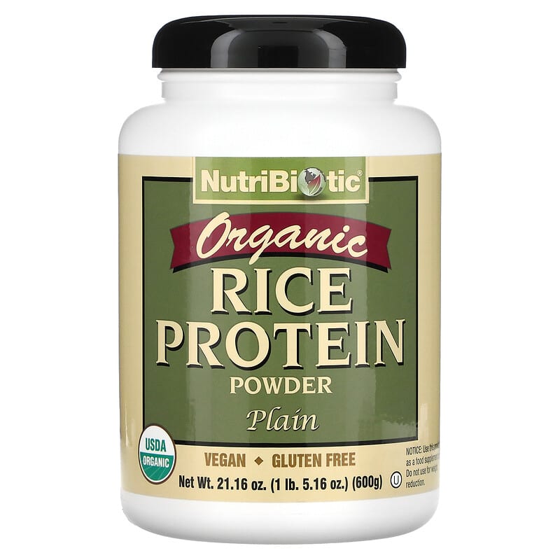 NutriBiotic Organic Rice Protein Powder Plain 1 lb 5.16 oz (600 g) 728177030001