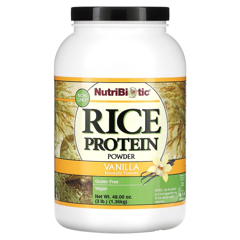 NutriBiotic Rice Protein Powder Vanilla 3 lb (1.36 kg) 728177001568
