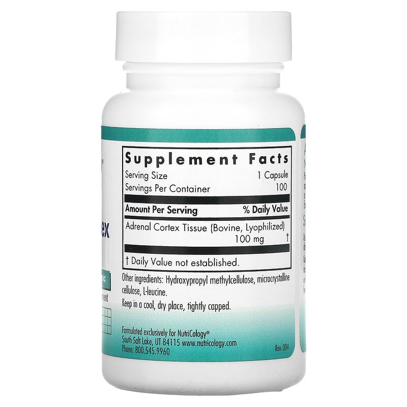 Nutricology, Adrenal Cortex, Natural Glandular, 100 Vegicaps 713947505315