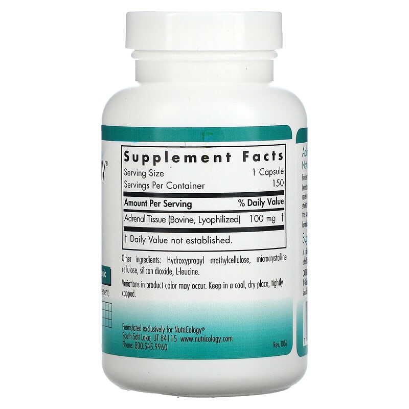 Nutricology, Adrenal, Natural Glandular, 150 Vegicaps 713947504615