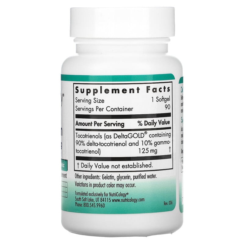 Nutricology, Delta-Fraction Tocotrienols, 125 mg, 90 Softgels 713947566705