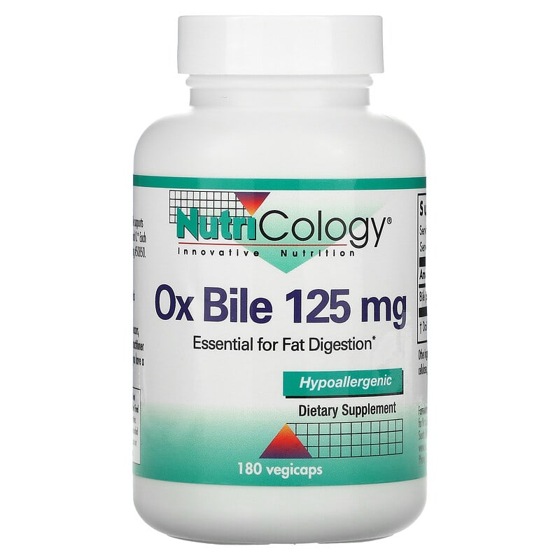 Nutricology Ox Bile 125 mg 180 Vegicaps 713947563704