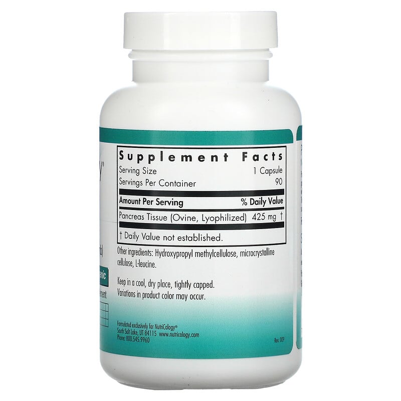 Nutricology, Pancreas, Natural Glandular (Lamb), 90 Vegicaps 713947516304