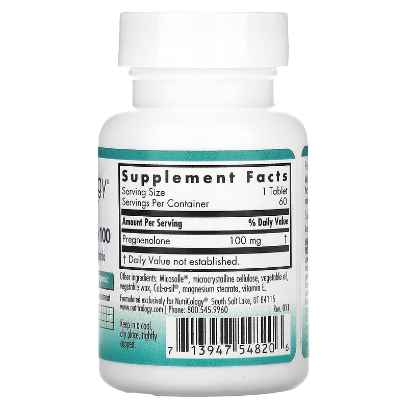 Nutricology, Pregnenolone 100, 60 Scored Tablets 713947548206