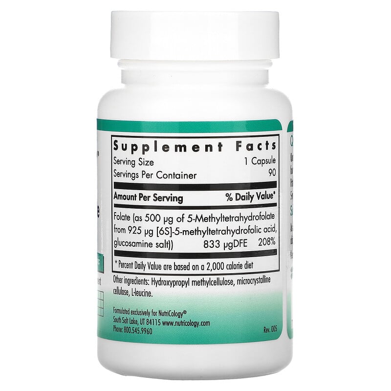 Nutricology, QuatreActiv Folate, 90 Vegetarian Capsules 713947565302