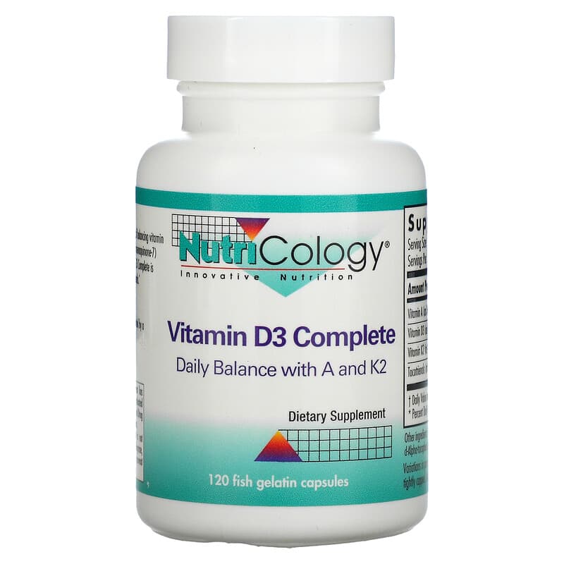 Nutricology Vitamin D3 Complete 120 Fish Gelatin Capsules 713947572409