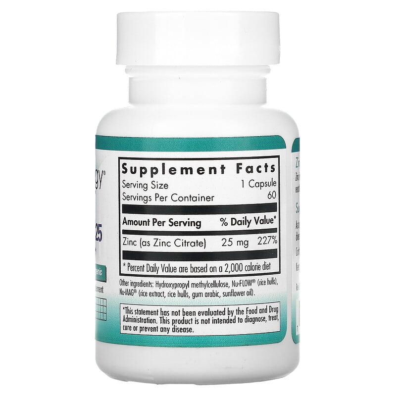 Nutricology, Zinc Citrate 25, 60 Vegetarian Capsules 713947502802
