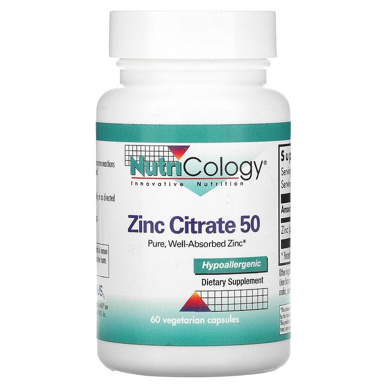Nutricology Zinc Citrate 50 60 Vegetarian Capsules 713947502901