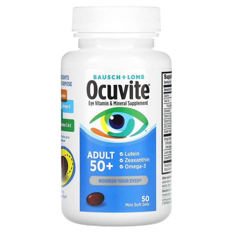 Ocuvite, Adult 50 +, Eye Vitamin & Mineral Supplement, 50 Mini Soft Gels 324208465301