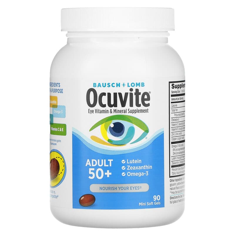 Ocuvite, Adult 50+, Eye Vitamin & Mineral Supplement, 90 Mini Soft Gels 324208465707