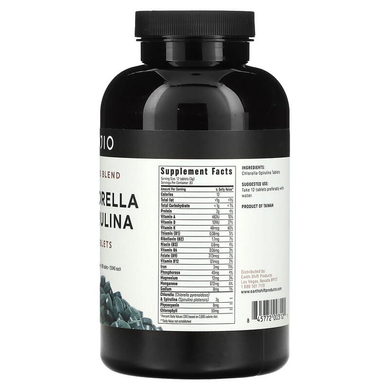 Ojio, Chlorella Spirulina, 50/50 Blend, 250 mg, 1,000 Tablets 845772003121