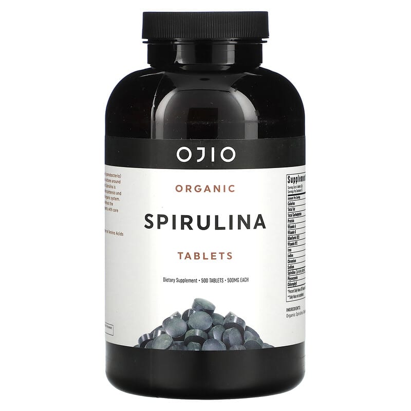 Ojio Organic Spirulina 500 mg 500 Tablets 845772007044
