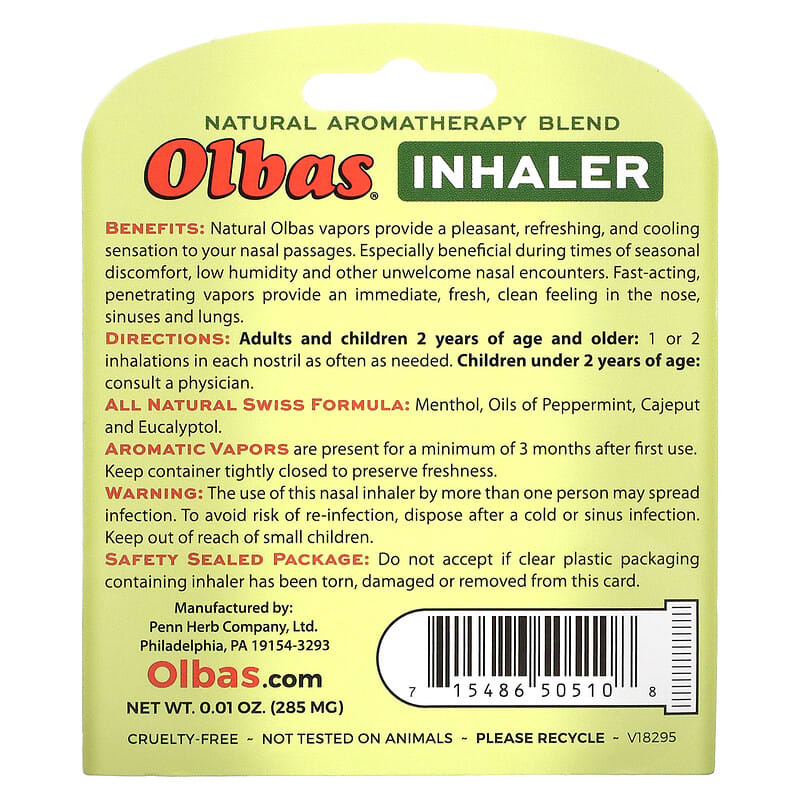 Olbas Therapeutic, Inhaler, 0.01 oz (285 mg) 715486505108