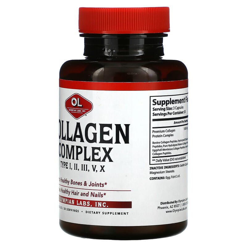 Olympian Labs Inc., Collagen Complex Type I, II, III, V, X, 90 Capsules 710013912145
