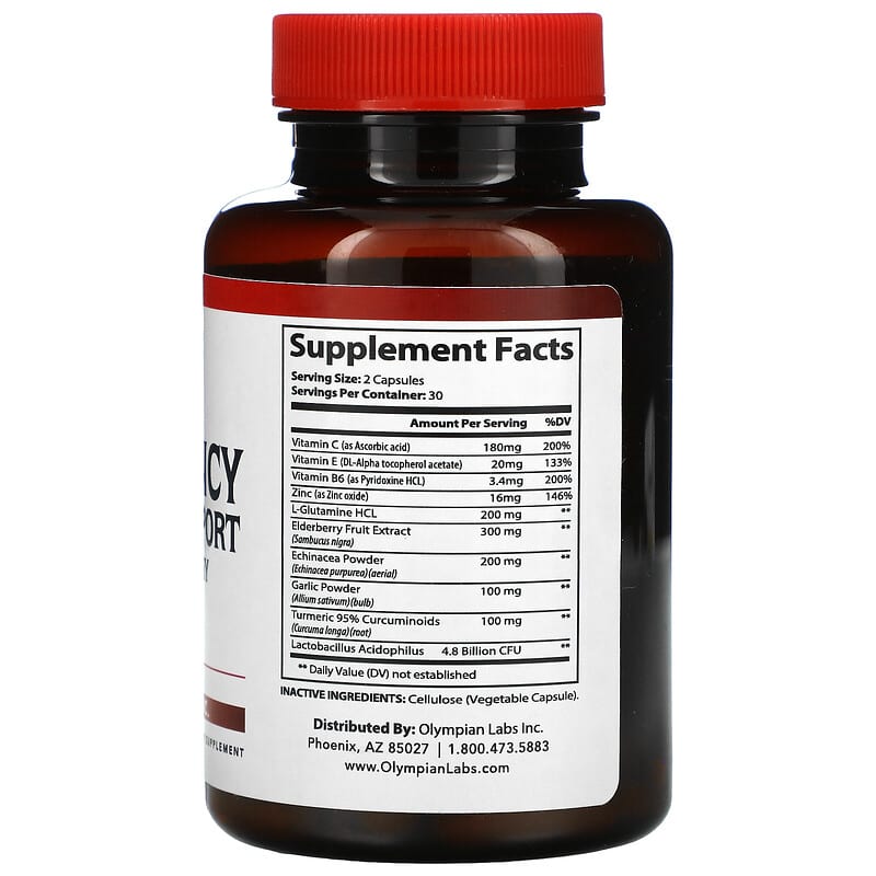 Olympian Labs Inc., Emergency Immune Support with Elderberry & Vitamin C, 60 Capsules 710013912138