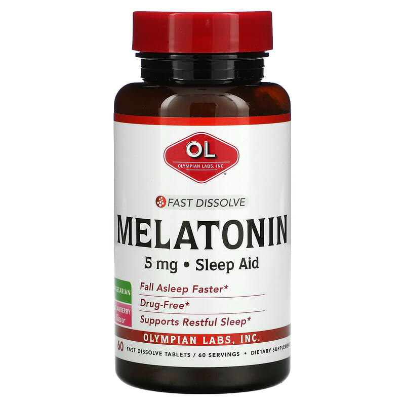 Olympian Labs Inc. Fast Dissolve Melatonin Strawberry 5 mg 60 Fast Dissolve Tablets 710013910349