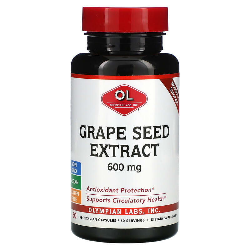 Olympian Labs Inc. Grape Seed Extract Maximum Strength 600 mg 60 Vegetarian Capsules 710013001054